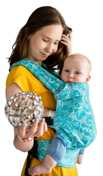 Qusy carrier / Cartoon Sky Turquoise - adjustable ergonomic carrier 