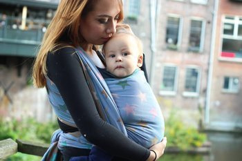 Woven wrap Yaro Stars Ultra Purple Aqua Coffee Tencel