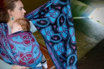 Jacquard woven wrap Yaro Waltz Duo Black Blue Red (used)