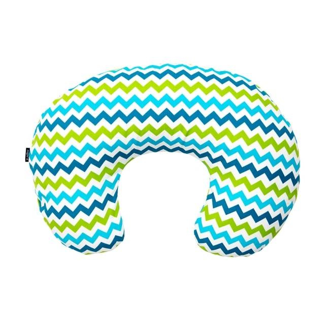 Breastfeeding pillow Zaffiro - Turquoise and green zigzag