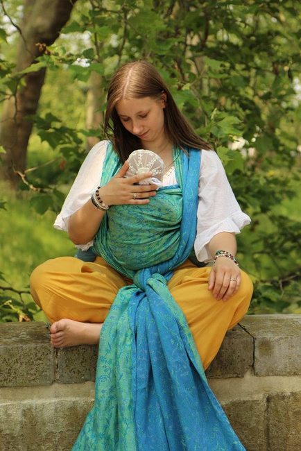 Chusta tkana Yaro Sling - Terra Duo Blue Grass Linen Tencel