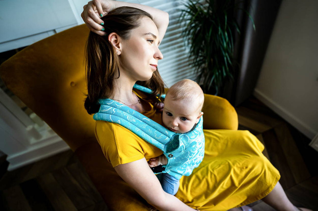 Qusy carrier / Cartoon Sky Turquoise - adjustable ergonomic carrier 