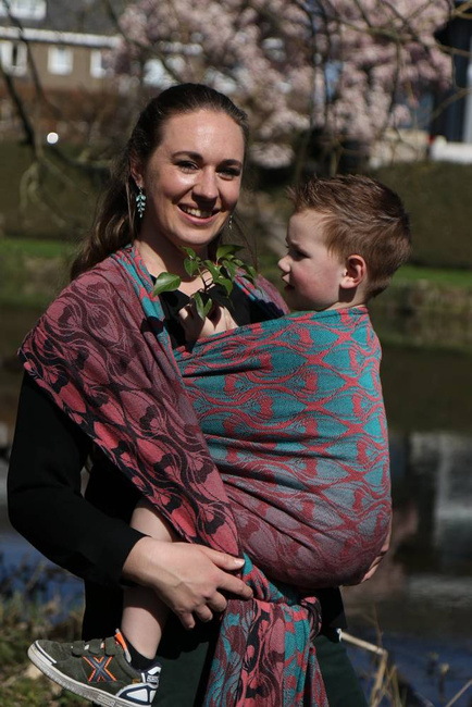 Woven Wrap Yaro Slings - La Fleur Duo Black Turkis Corail Meta