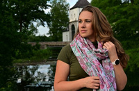 Yaro Slings Scarf - La Peonia Trinity Fuchsia Green Tencel