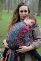 Chusta kółkowa Yaro Slings -  Ava Trinity Maroon Rainbow Choco High Wool