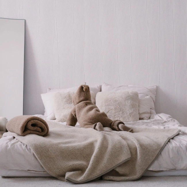 Zaffiro - Koc 100% wełna - Baranek Beige