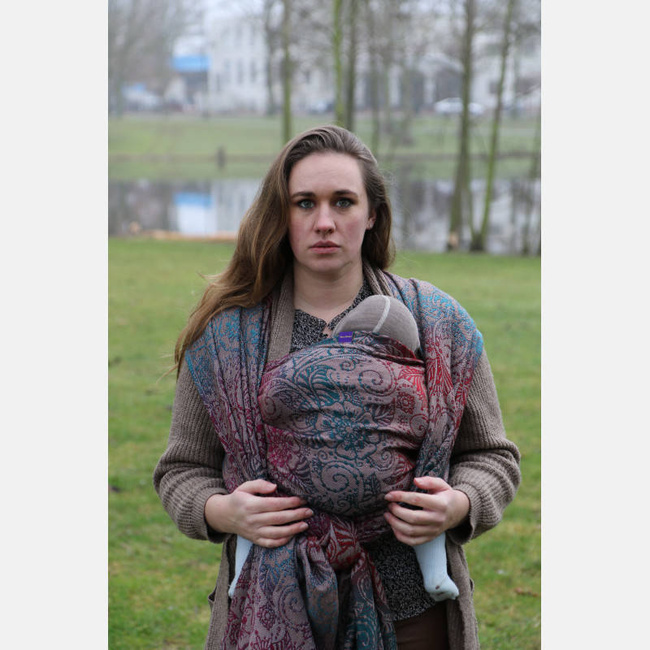 Chusta kółkowa Yaro Slings -  Ava Trinity Maroon Rainbow Choco High Wool