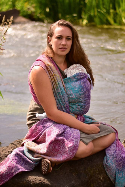 Chusta tkana Yaro Slings - Ava Trinity Sienna Rainbow Linen