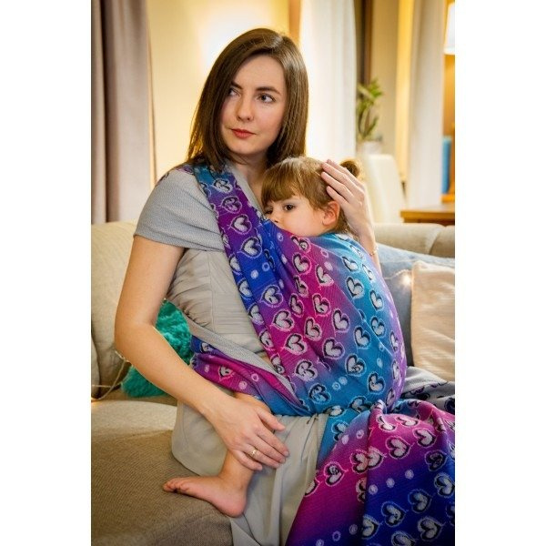 Woven wrap Yaro Heartrunes Ultra Grey Flash Rainbow 