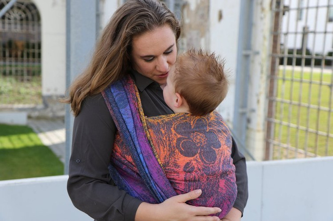 Chusta tkana Yaro Chloe Duo Havana Grad Orange Navy Confetti