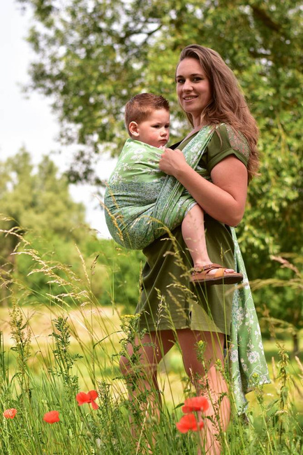 Chusta kółkowa Yaro Slings - Flowersnake Trinity Yellow Green Tencel