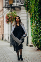 Shawl made of wrap fabric LennyLamb - Little Herringbone Ombre Grey