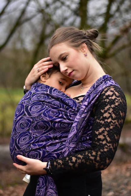 Chusta tkana Yaro Sling - Roses Duo Violet Lilac Tencel Seacell
