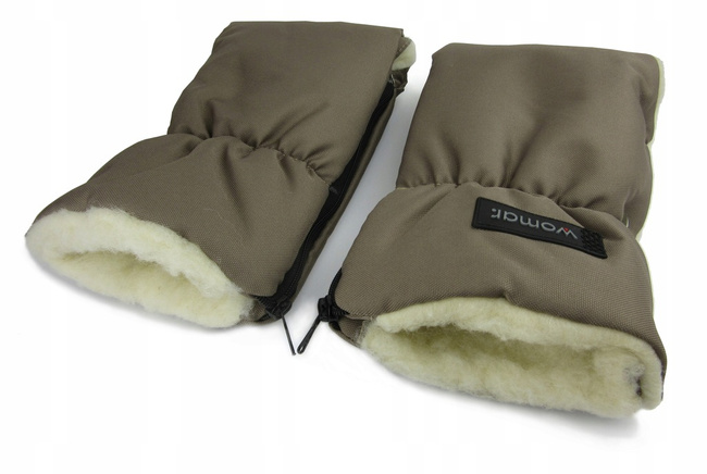 Zaffiro - Mufka do wózka dwuczęściowa - beżowa wełna/ciemny beż