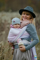 Chusta tkana Little Frog Liliowy Cube