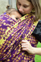 Chusta tkana Yaro Sling - Petals Ultra Yellow Red Violet Wool Linen