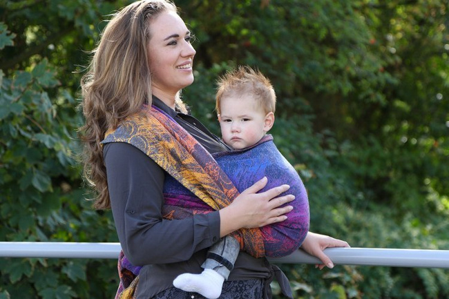 Chusta tkana Yaro Chloe Duo Havana Grad Orange Navy Confetti