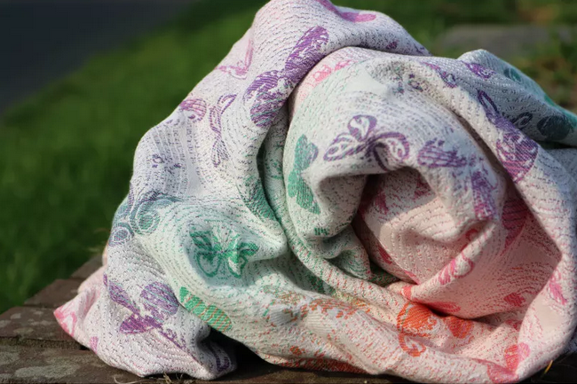 Chusta tkana Yaro Woodland Duo Macarons Rainbow Tencel