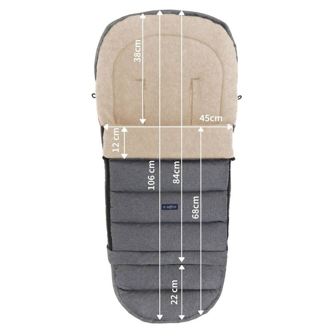 Zaffiro - Śpiwór do wózka iGrow 4.0 Beżowa Wełna premium + Melanż Szary
