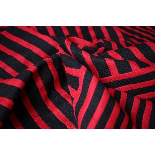 Chusta tkana Yaro Stripes Contra Black Red Wool Hemp