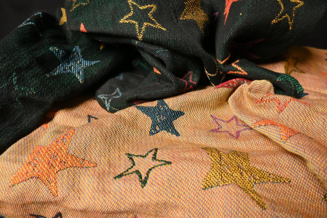 Chusta tkana Yaro Slings - Stellar Spongy Black Multicolor Glossy
