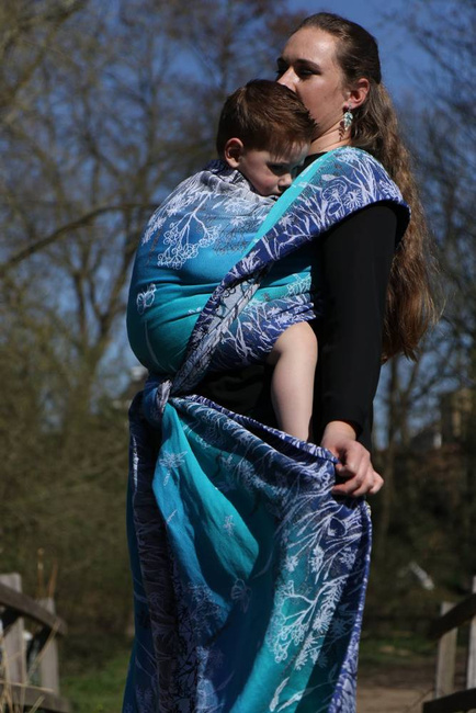 Chusta tkana Yaro Sling - Meadow Duo Aqua Grad Black White Seacell
