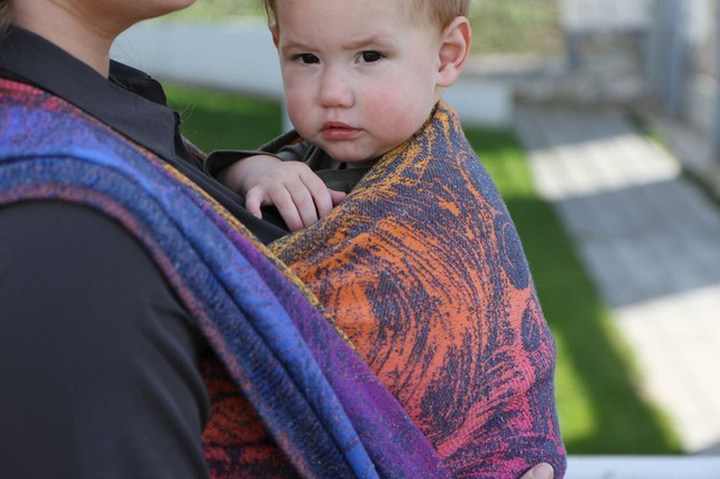 Woven Wrap Yaro Chloe Duo Havana Grad Orange Navy Confetti