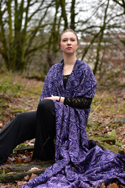 Chusta tkana Yaro Sling - Roses Duo Violet Lilac Tencel Seacell
