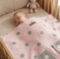 Zaffiro - Bari Cotton Blanket 75x100, baby pink dots
