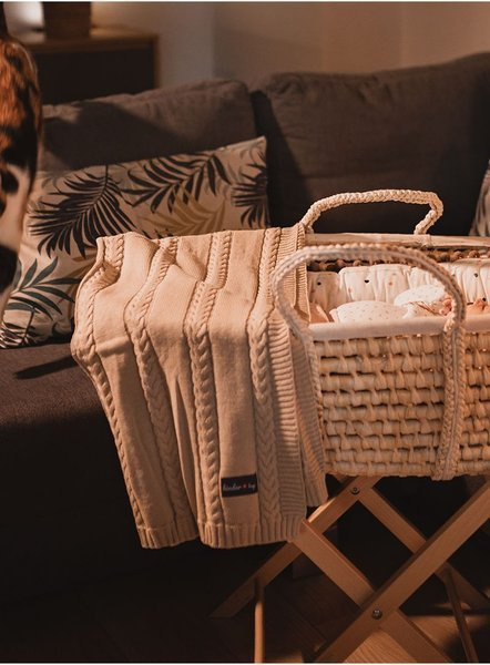 Kinder Hop knitted baby blanket - Beige, 90x65, 100% cotton