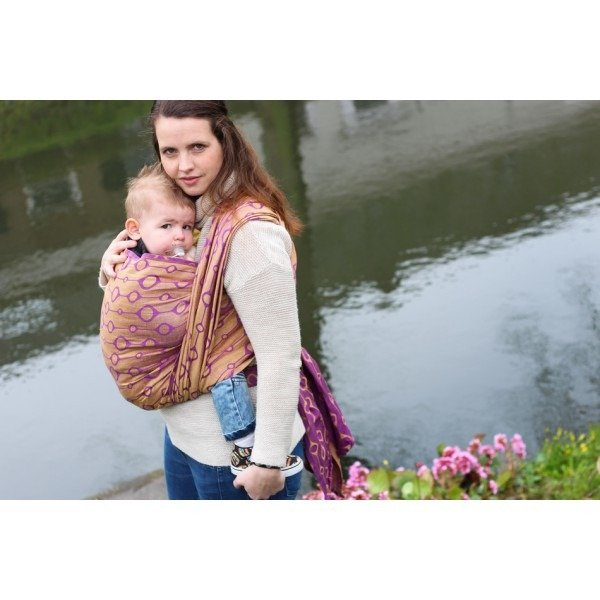 Chusta tkana Yaro Loops Purple Yellow Tencel Linen