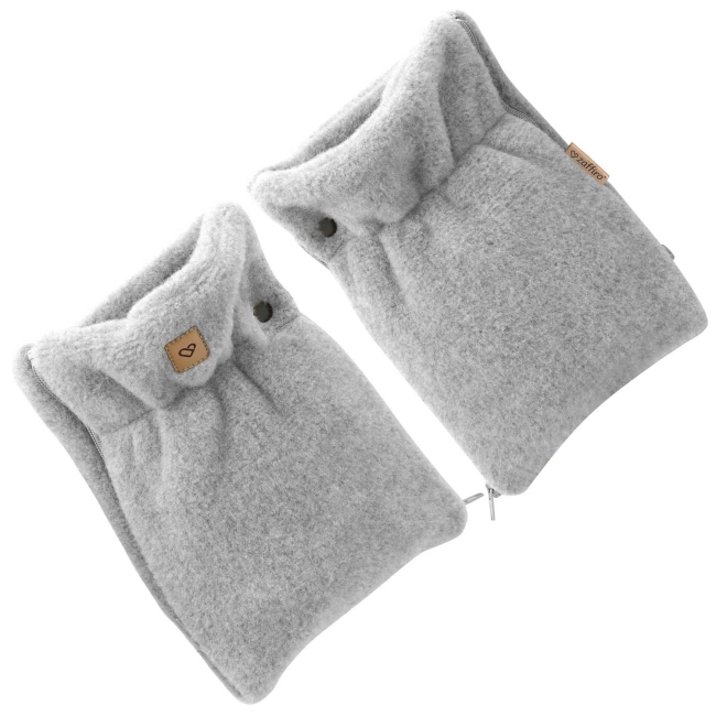 Zaffiro - Stroller Hand Muff Made of Natural Premium Sheep Wool - Grey