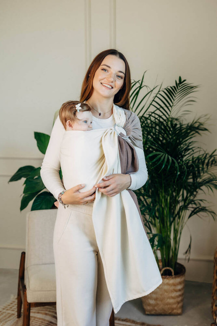 LennyLamb Ring Sling - Little Herringbone Baby Cupcake