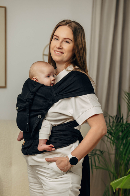 LennyHybrid Half Buckle Carrier - Basic Line Little Herringbone Ebony Black