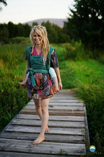 Chusta tkana Little Frog - Green Samoa