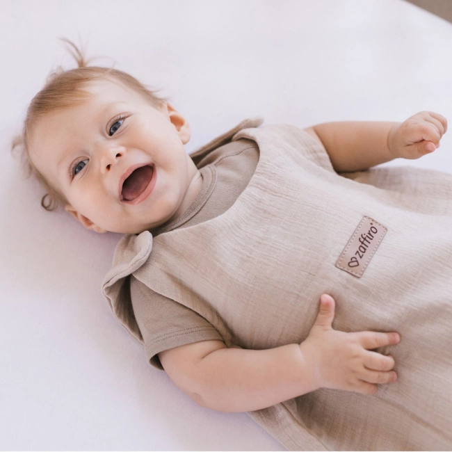 Zaffiro - Zaffiro Full Muslin Sleeping Bag 0.5 TOG 0–6m Beige