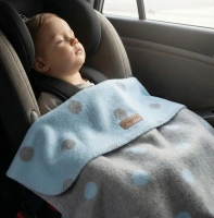 Zaffiro - Koc bawełniany  Bari 75x100cm baby blue, w kropki