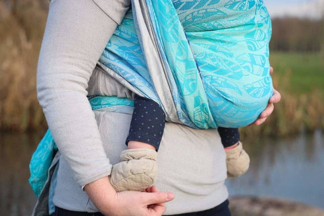 Chusta tkana Yaro Sling - Four Winds Aqua Grad Natural Hemp