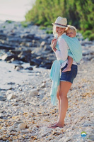 Woven wrap Little Frog Turquoise Cube