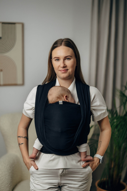 Chusta tkana LennyLamb - Mała Jodełka Czarny Heban