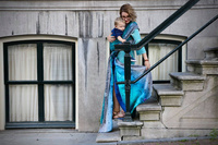 Chusta tkana Yaro Slings - Cosmos Aqua Grad Black