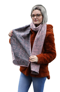 Szal Yaro Sparkling Ultra Pink Grey Linen Glam