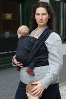 Chusta tkana Yaro Slings - Ava Duo Black Wool Silk Glam