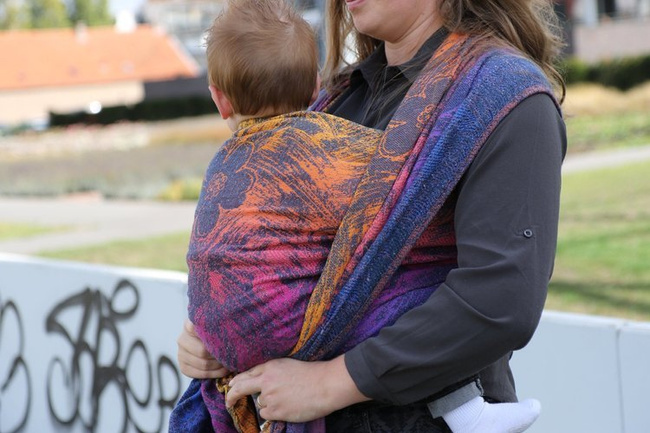 Woven Wrap Yaro Chloe Duo Havana Grad Orange Navy Confetti