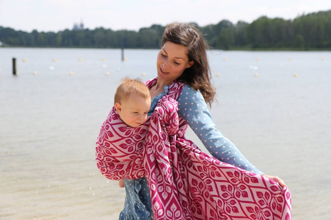 Woven Wrap Yaro Slings - La Vita Duo Fuchsia White Tencel Seacell