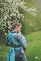 Chusta tkana Little Frog Turkusowa Jodełka