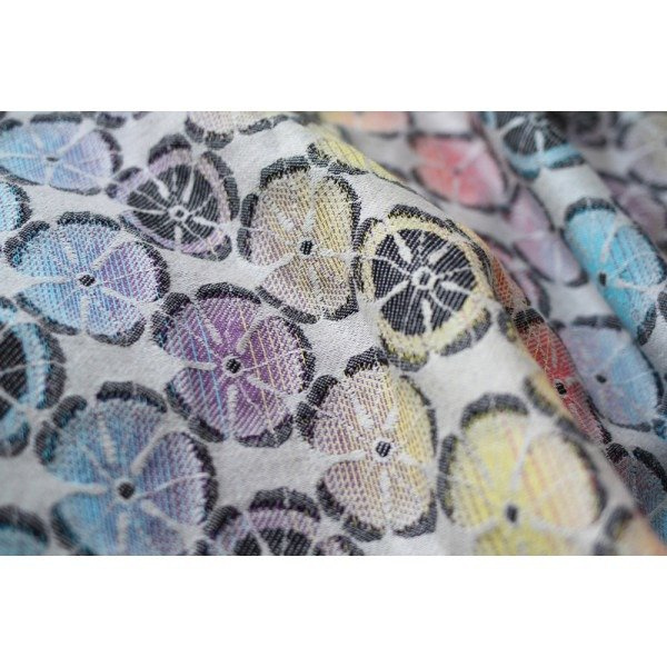 Woven wrap Yaro Lemons Duo Black Lights Rainbow Wool