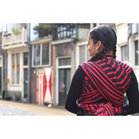 Chusta tkana Yaro Stripes Contra Black Red Wool Hemp