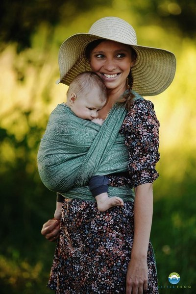 Chusta tkana Little Frog - Green Linen Harmony