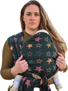 Chusta tkana Yaro Slings - Stellar Spongy Black Multicolor Glossy